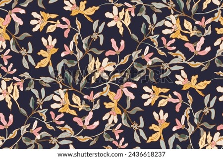 Cute feminine watercolor seamless pattern with wildflowers.hand drawn, not AI