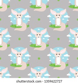 cute fennec fox abstract vector seamless pattern