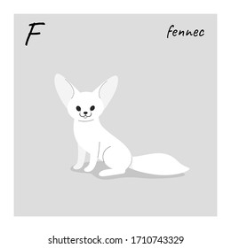 zorro fennec - caricatura animal. Ilustración vectorial en estilo plano aislada en fondo gris.