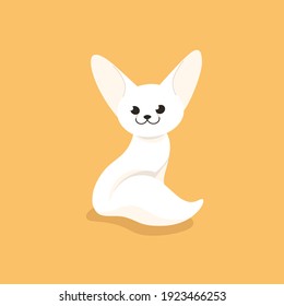 Cute fennec fox - cartoon animal character. Vector illustration in flat style.