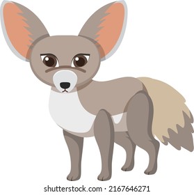 Cute fennec fox in flat cartoon style illustration