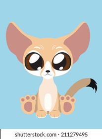 Cute Fennec Fox flat illustration art