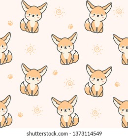 Cute fennec fox Seamless Pattern Background