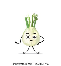 cute fennel character cartoon mascot vegetable healthy food concept isolated vector illustration