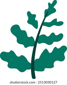 Cute fern leaves icon. Forest or woodland plant clipart isolated on white background. Botanical foliage design element. Simple greenery branch illustration for kids
