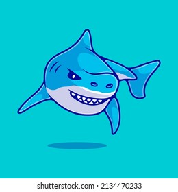 cute ferocious shark illustration suitable for mascot sticker and t-shirt design