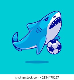 cute ferocious shark playing with a ball illustration suitable for mascot sticker and t-shirt design