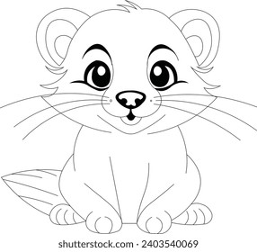 Cute ferret  Animal Coloring pages For kids and adults 