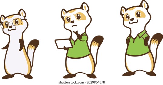 Cute Ferret Cartoon Character Mascot Design