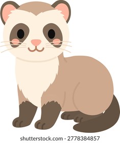 Cute Ferret Flat Design Illustration