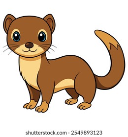 Cute Ferret. Flat Vector flat cartoon style illustration