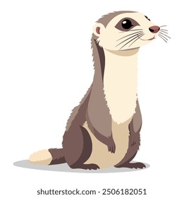 Cute Ferret. Flat Vector Illustration