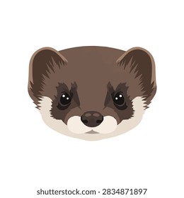Cute ferret head vector illustration isolated on white background for wildlife and pet design