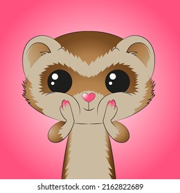 Cute ferret looking adorable holding it's cheeks 