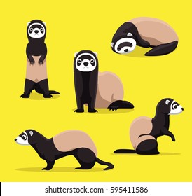 Cute Ferret Poses Cartoon Vector Illustration