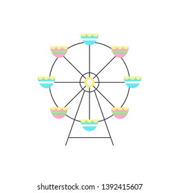 Cute ferris wheel vector graphic illustration icon. Funfair, carnival, circus amusement. Isolated.