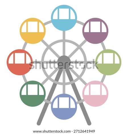 Cute Ferris Wheel Vector Illustration Icon of Amusement Park Attraction