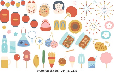 A cute festival illustration set that is inspired by summer festivals and fairs