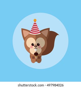 cute festive animal with party hat image