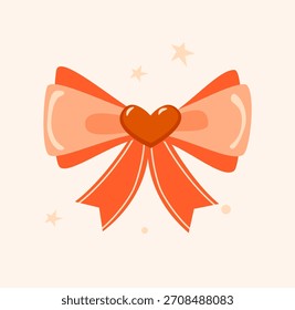 Arco festivo bonito com um coração no meio em tons vermelho brilhante, laranja e pêssego delicado. Perfeito para projetar cartões, convites, embalagem de Natal e Dia dos Namorados, e outros feriados