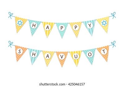 Cute festive bunting flags with letters for jewish holiday Shavuot