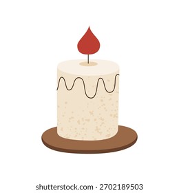 Linda Ilustración vectorial de vela festiva en placa de madera. Aislado en un fondo blanco.