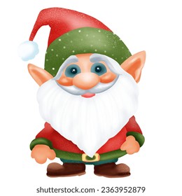 Cute and festive , Christmas gnome santa claus character for Christmas Day. Vector illustration drawing.