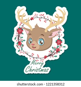 Cute festive Christmas reindeer sticker