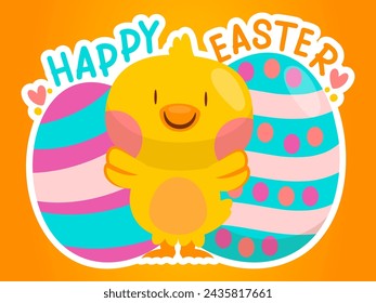 cute festive design with modern illustration concept style for badge happy easter egg sticker illustration