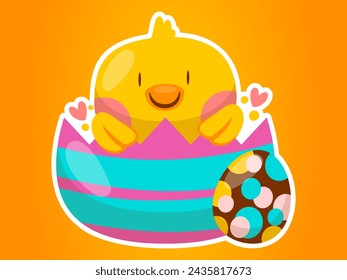 cute festive design with modern illustration concept style for badge happy easter egg sticker illustration