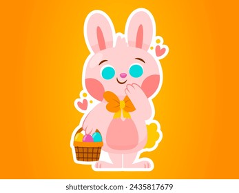 cute festive design with modern illustration concept style for badge happy easter egg sticker illustration