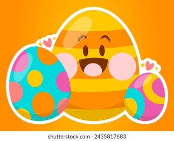 cute festive design with modern illustration concept style for badge happy easter egg sticker illustration