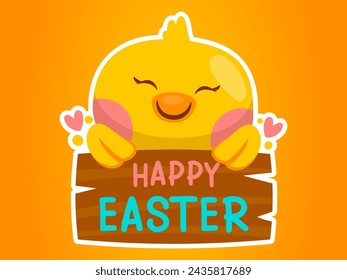 cute festive design with modern illustration concept style for badge happy easter egg sticker illustration