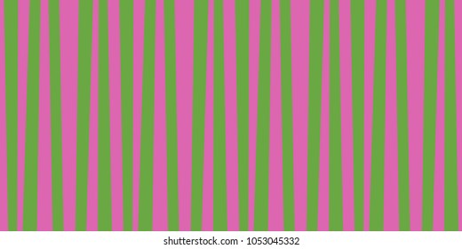 Cute festive pattern background with green and pink vertical stripes. Vintage retro stripes design. Creative vertical banner. Vector illustration for design, banner, card, poster.