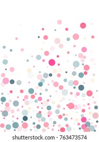 Cute festive round confetti background in pink and grey on white. Childish pattern vector, children's party birthday celebration background. Holiday confetti circles in trendy style.