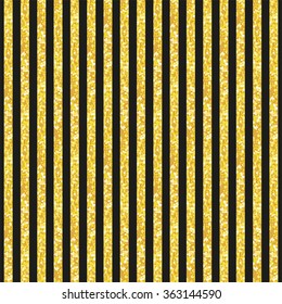 Cute festive seamless pattern with golden glitter stripes
