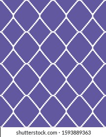 Cute festive seamless pattern with purple rhombus and white dots. Symmetric ornament for wrapping paper, packet, poster, card, banner. Vector illustration