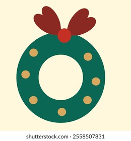 Cute festive xmas wreath icon