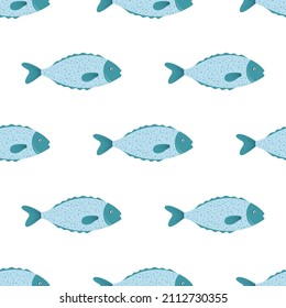 cute fiches seamless pattern with cartoon fish, wallpaper of cartoon fiches, seafood products