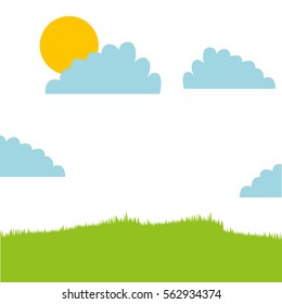 cute field landscape icon vector illustration design