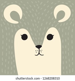 Cute field mouse cartoon animal rat portrait with smiling face blue gray animal head card with copy space vector illustration