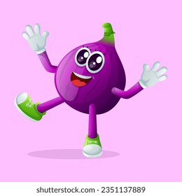 Cute fig character smiling with a happy expression. Perfect for kids, merchandise and sticker
