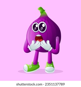 Cute fig character with a surprised face and open mouth.  Perfect for kid

