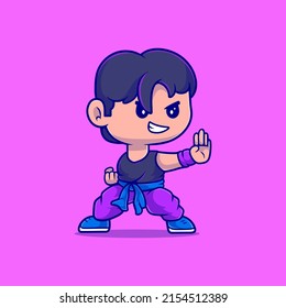 cute fighter boy illustration suitable for mascot sticker and t-shirt design