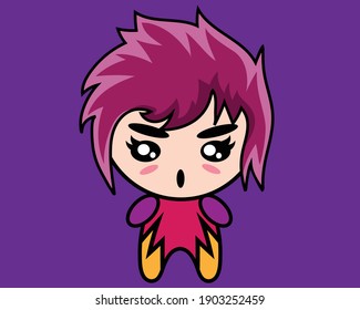 Cute fighter girl character cartoon.