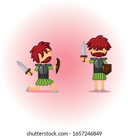 Cute Fighter Roman Cartoon Vector