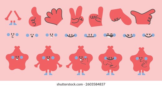 Cute figure character friends with various expressions