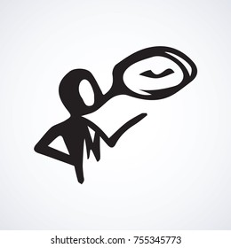 Cute figure isolated on light backdrop. Item internet networks ui concept. Freehand linear dark ink hand drawn picture emblem sketchy in art retro scribble comic style pen on paper with space for text