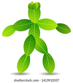 Cute figure made of leaves