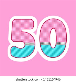 cute figure, number for children's birthday, holiday in the style lol doll. polka dot pattern and stripes vector illustration